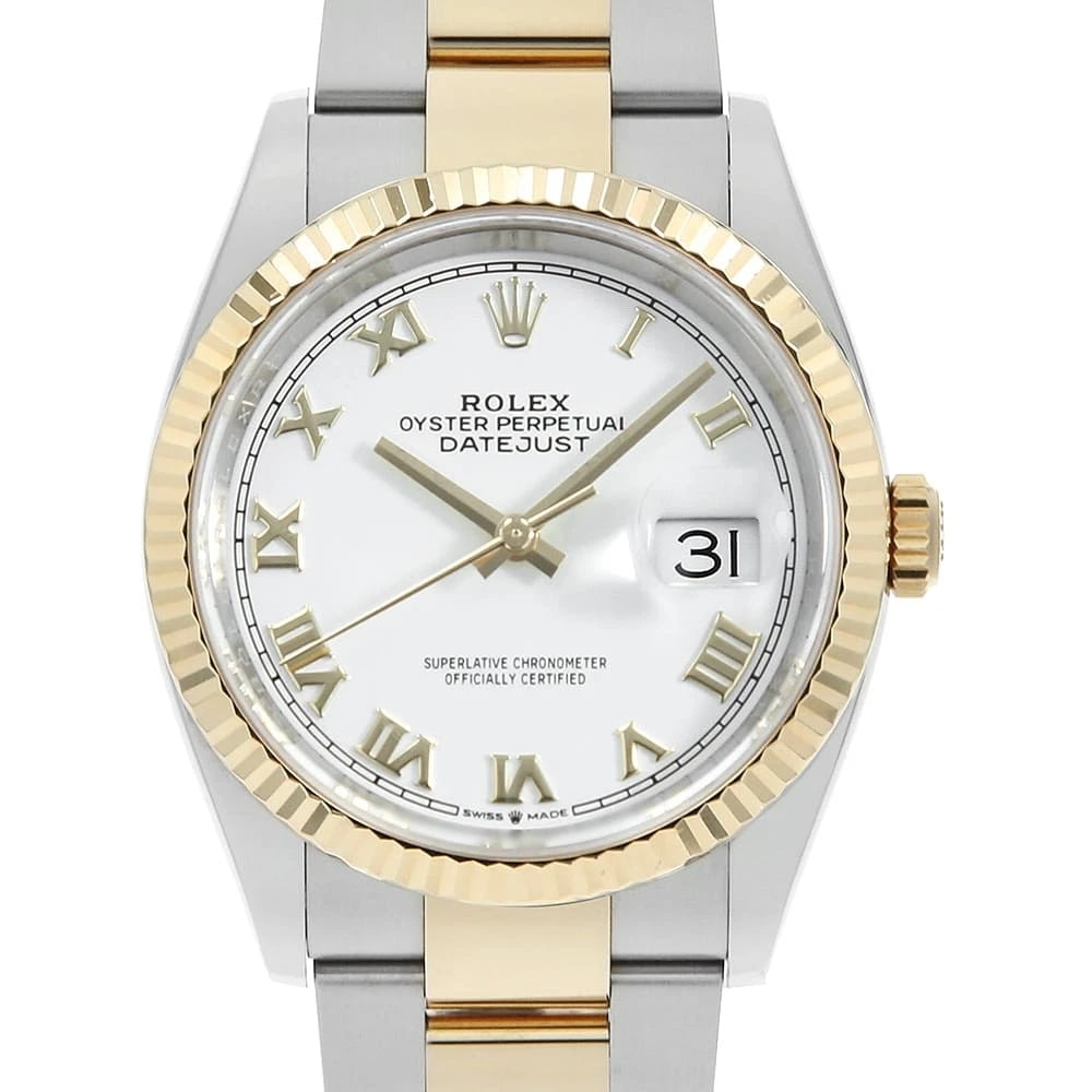 ROLEX DATEJUST WHITE STAINLESS STEEL WATCH (1 of 4)