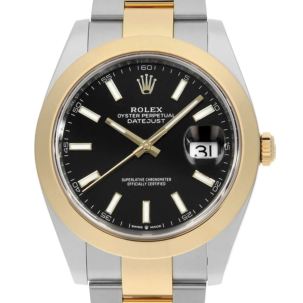 ROLEX DATEJUST BLACK OYSTER WATCH: ROLEX Datejust black oyster Watch Brand: ROLEX Type: Wrist watch Material: Band Material Stainless Steel/Yellow Gold, Case Material Stainless Steel/Yellow Gold Color: Dial Color Black Size: Case:W