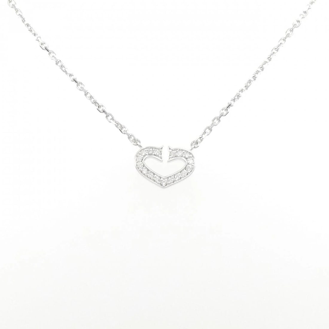 CARTIER C HEART NECKLACE: Cartier C Heart Necklace Brand: CARTIER Type: Necklace Material: 750 white gold, Main Stone/Creation Natural Color: White Gold Size: 40cmActual Size Pendant length approx. x width approx.: