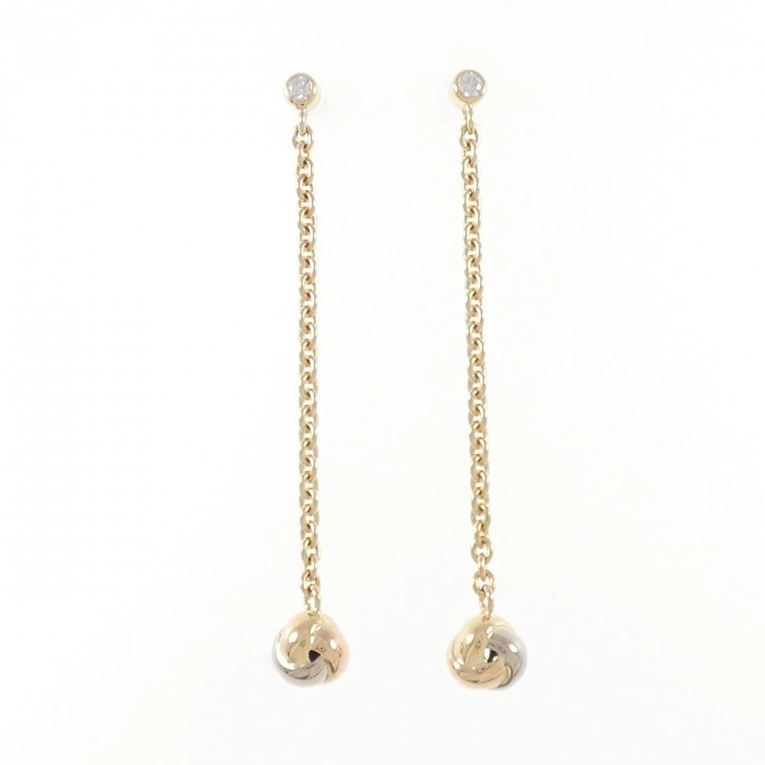 CARTIER BABY TRINITY PIERCE: Cartier Baby Trinity Pierce Brand: CARTIER Type: Pierce/Earring Material: 18kt yellow gold, Main Stone/Creation Natural Color: Yellow Gold White GoldPinkGold Size: Actual Size Approx. length x