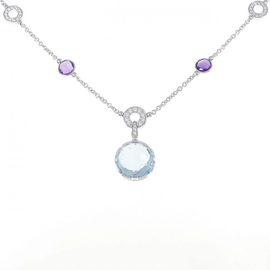 BVLGARI PARENTESI COCKTAIL NECKLACE: Bvlgari Parentesi Cocktail Necklace Brand: BVLGARI Type: Necklace Material: 750 white gold, Main Stone/Creation Blue Topaz Secondary Stone Amethyst / Natural Color: White Gold Size: