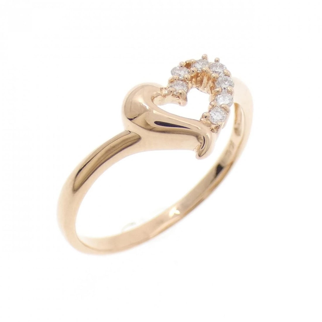 K18PG HEART DIAMOND RING: K18PG Heart Diamond Ring Brand: Unbranded Type: Diamond Ring Material: K18 Pink Gold, Main Stone/Creation Natural Color: Pink Gold Size: US7 1/4 Accessories: None Accessories Notice: When