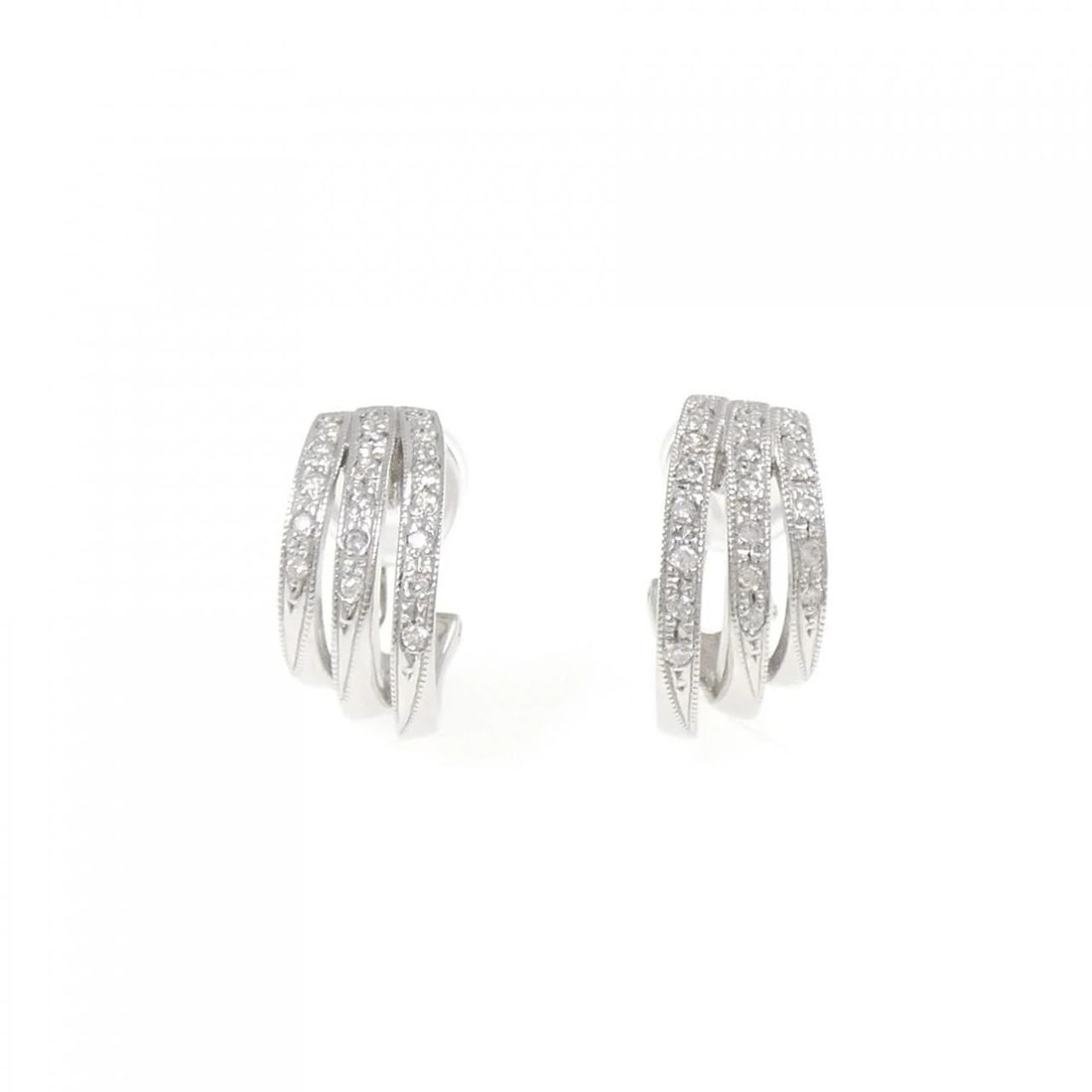 K18WG DIAMOND PIERCE/EARRING: K18WG Diamond Pierce/Earring Brand: Unbranded Type: Diamond Pierce/Earring Material: K18 white gold, Main Stone/Creation Natural Color: White Gold Size: Actual Size Approx. height x width: