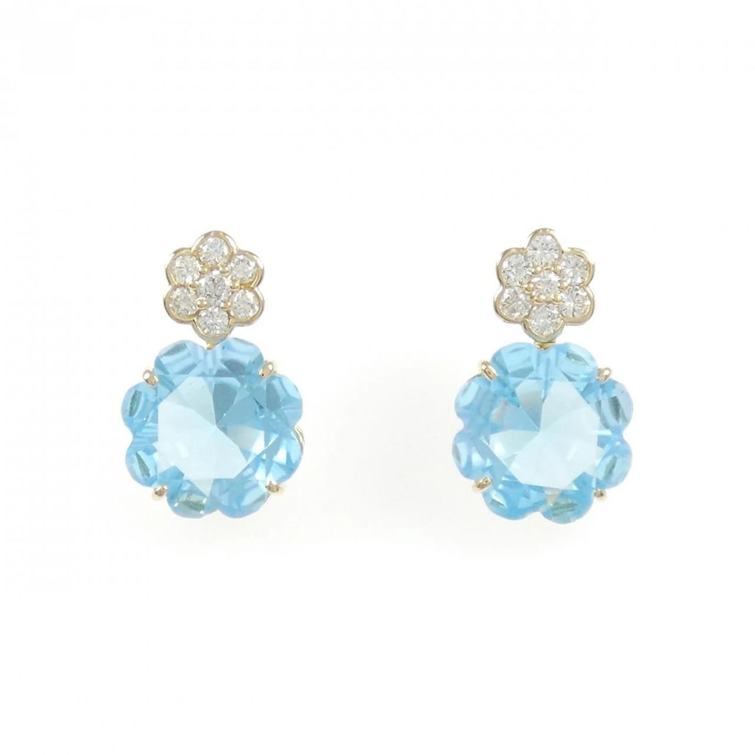 K18YG BLUE TOPAZ PIERCE: K18YG Blue Topaz Pierce Brand: Unbranded Type: Blue Topaz Pierce/Earring Material: K18 yellow gold, Main Stone/Creation Blue TopazSecondary StoneNatural Color: Yellow Gold Size: Actual Size Approx