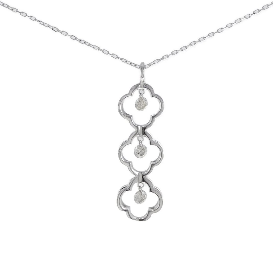 K18WG DIAMOND NECKLACE: K18WG Diamond Necklace Brand: Unbranded Type: Diamond Necklace Material: K18 white gold, Main Stone/Creation Natural Color: White Gold Size: 46cmActual Size Pendant length approx. x width approx.: