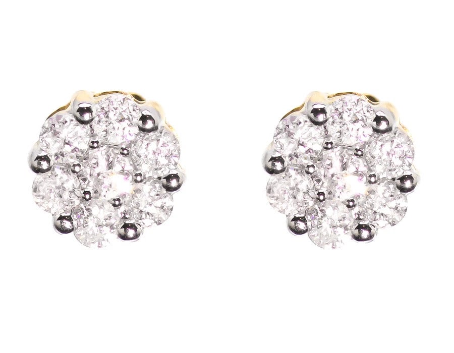 14K YELLOW GOLD MENS LADIES ROUND DIAMOND FLOWER STUD EARRINGS: 14k Yellow Gold Mens Ladies Round Diamond Flower Stud Earrings Brand: None Type: Earring Material: 14k Yellow Gold, Color: Gold Size: Dimension 6mm Accessories: None Accessories Notice: Wh