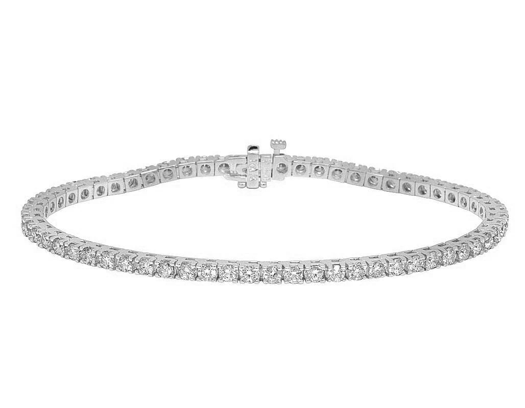 WHITE GOLD 1 ROW TENNIS GENUINE DIAMOND 10 POINTER BRACELET (1 of 3)