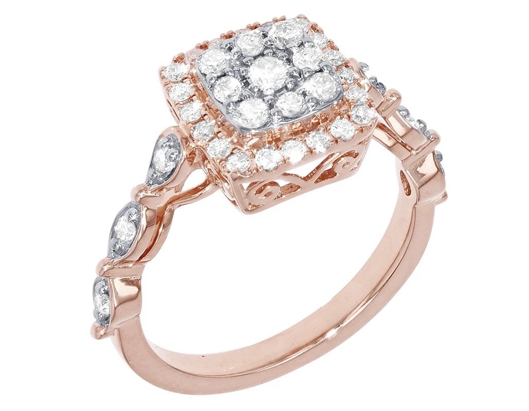 LADIES REAL MARQUISE DIAMOND SQUARE HALO RING: Ladies Real Marquise Diamond Square Halo Ring Brand: None Type: Ring Material: 10k Multi-Tone Gold, Main Stone/Creation Natural Color: Gold Size: 7 US Accessories: None Accessories Notice: