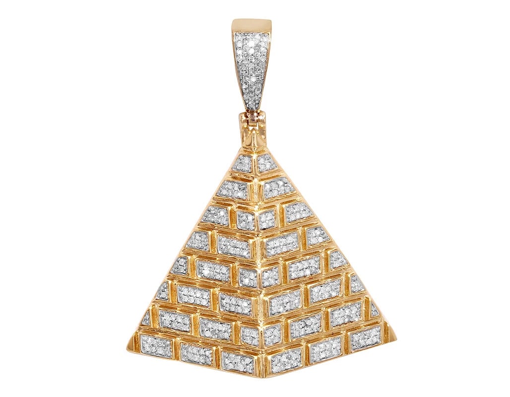 PYRAMID REAL DIAMOND PENDANT 10K YELLOW GOLD (1 of 3)
