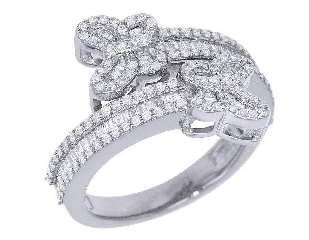 BUTTERFLY BAGUETTE REAL DIAMOND 10K WHITE GOLD RING: Butterfly Baguette Real Diamond 10K White Gold Ring Brand: None Type: Ring Material: 10K White Gold, Main Stone/Creation Natural Color: White Size: 7 US Accessories: None Accessories Notic