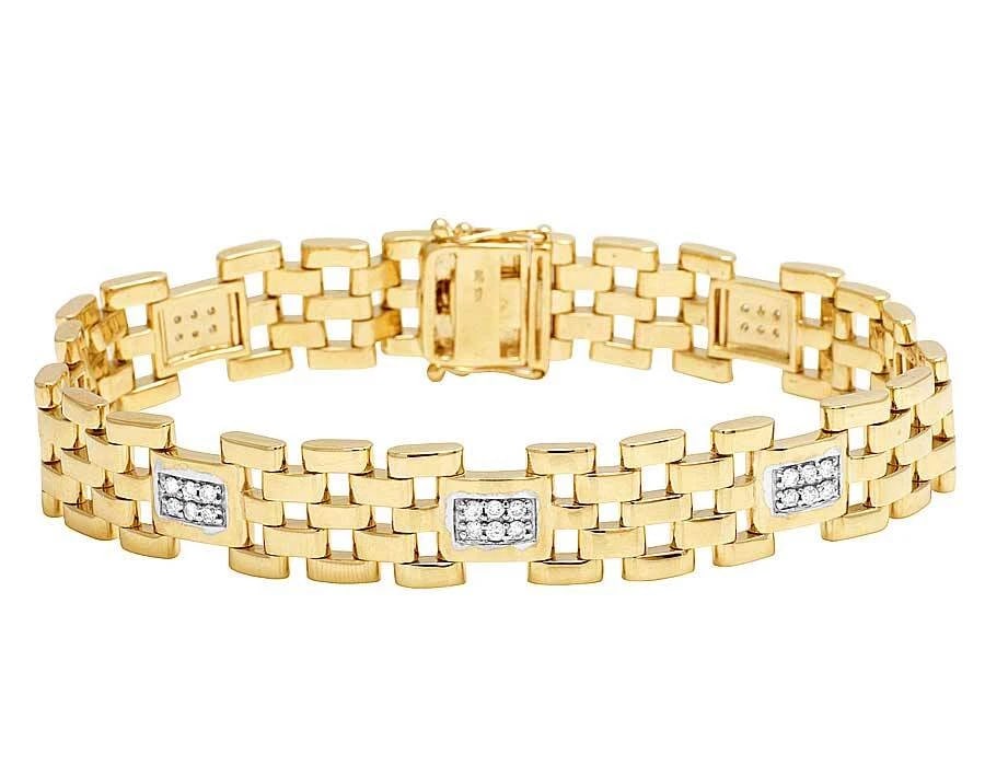 MEN'S 10K YELLOW GOLD REAL DIAMOND STAMPATO LINK BRACELET (1 of 5)