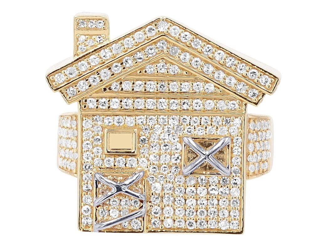 10K YELLOW GOLD TRAP HOUSE CLUSTER DIAMOND RING (1 of 4)