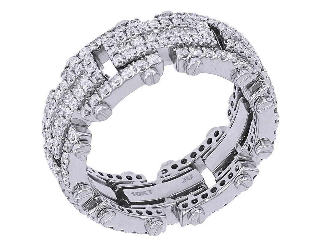 PRINCESS-CUT REAL DIAMOND CUBAN ETERNITY BAND 10K WHITE GOLD: Princess-Cut Real Diamond Cuban Eternity Band 10k White Gold Brand: None Type: Ring Material: 10k White Gold, Main Stone/Creation Natural Color: White Size: 10 US Accessories: None Accesso