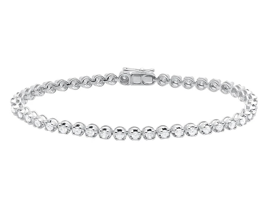 10K WHITE GOLD LADIES ROUND DIAMOND 4 PRONG LADIES TENNIS BRACELET: 10k White Gold Ladies Round Diamond 4 Prong Ladies Tennis Bracelet Brand: None Type: Bracelet Material: 10k White Gold, Color: White Size: Dimension 3.5 mm width, 6.5 inches Accessories: None