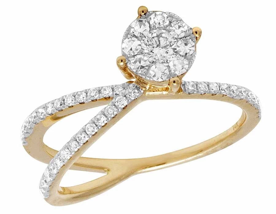 LADIES 14K YELLOW GOLD GENUINE DIAMOND FANCY COCKTAIL RING: Ladies 14K Yellow Gold Genuine Diamond Fancy Cocktail Ring Brand: None Type: Ring Material: 14K Yellow Gold, Main Stone/Creation Natural Color: Yellow Size: 7 US Accessories: None Accessor