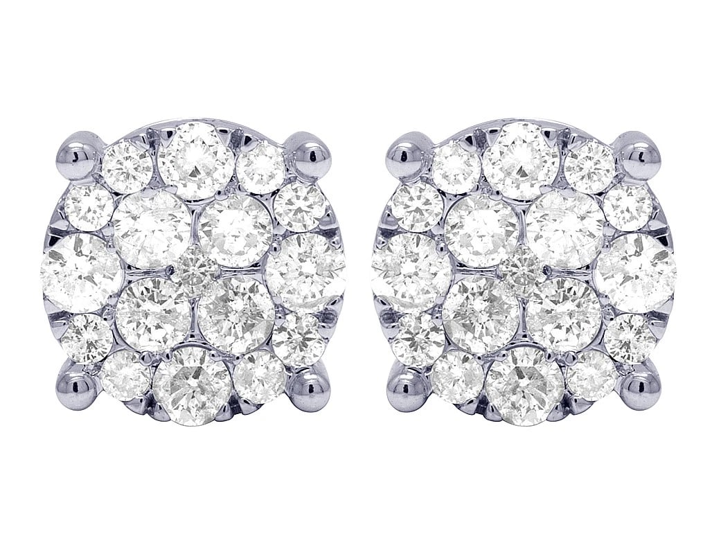 MEN'S LADIES REAL DIAMOND CLUSTER STUDS EARRINGS IN 10K WHITE GOLD: Men's Ladies Real Diamond Cluster Studs Earrings In 10K White Gold Brand: None Type: Earrings Material: 10K White Gold, Main Stone/Creation Natural Color: White Size: Dimension(s) 13mm Accessorie