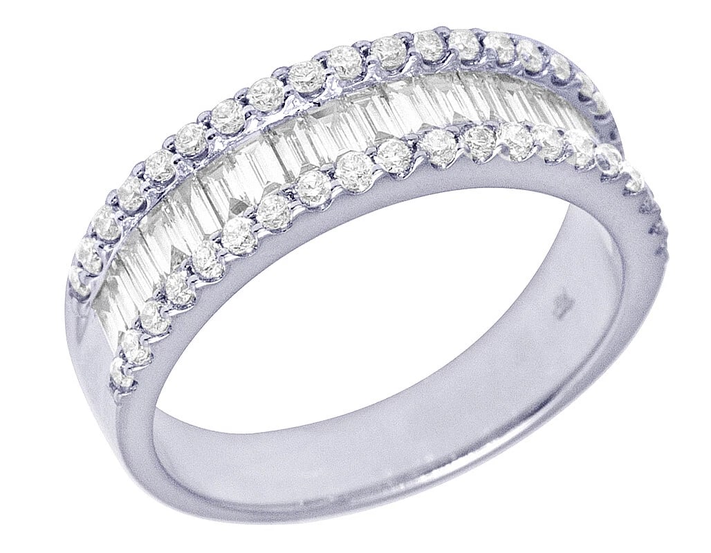 14K WHITE GOLD BAGUETTE REAL DIAMOND WEDDING BAND RING: 14K White Gold Baguette Real Diamond Wedding Band Ring Brand: None Type: Ring Material: 14K White Gold, Color: White Size: 10 US Accessories: None Accessories Notice: When purchasing pre-o