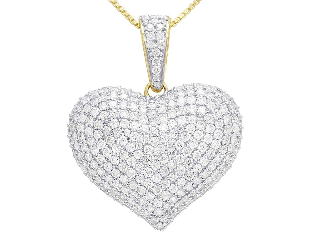 10K YELLOW GOLD REAL DIAMOND PUFF HEART PENDANT: 10K Yellow Gold Real Diamond Puff Heart Pendant Brand: None Type: Necklace Material: 10K Yellow Gold, Main Stone/Creation Natural Color: Yellow Gold Size: Dimension 1" Accessories: None Ac