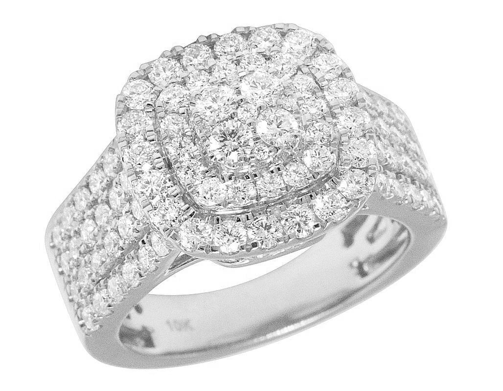 10K WHITE GOLD HALO REAL DIAMOND SQUARE HALO RING: 10K White Gold Halo Real Diamond Square Halo Ring Brand: None Type: Ring Material: 10K White Gold, Main Stone/Creation Natural Color: White Size: 7 US Accessories: None Accessories Notice: