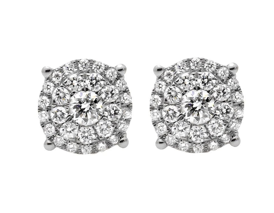10K WHITE GOLD SOLITAIRE ACCENT FLOWER ROUND DIAMOND STUD EARRING: 10K White Gold Solitaire Accent Flower Round Diamond Stud Earring Brand: None Type: Earrings Material: 10K White Gold, Main Stone/Creation Natural Color: White Size: Dimension(s) 8MM Accessories: