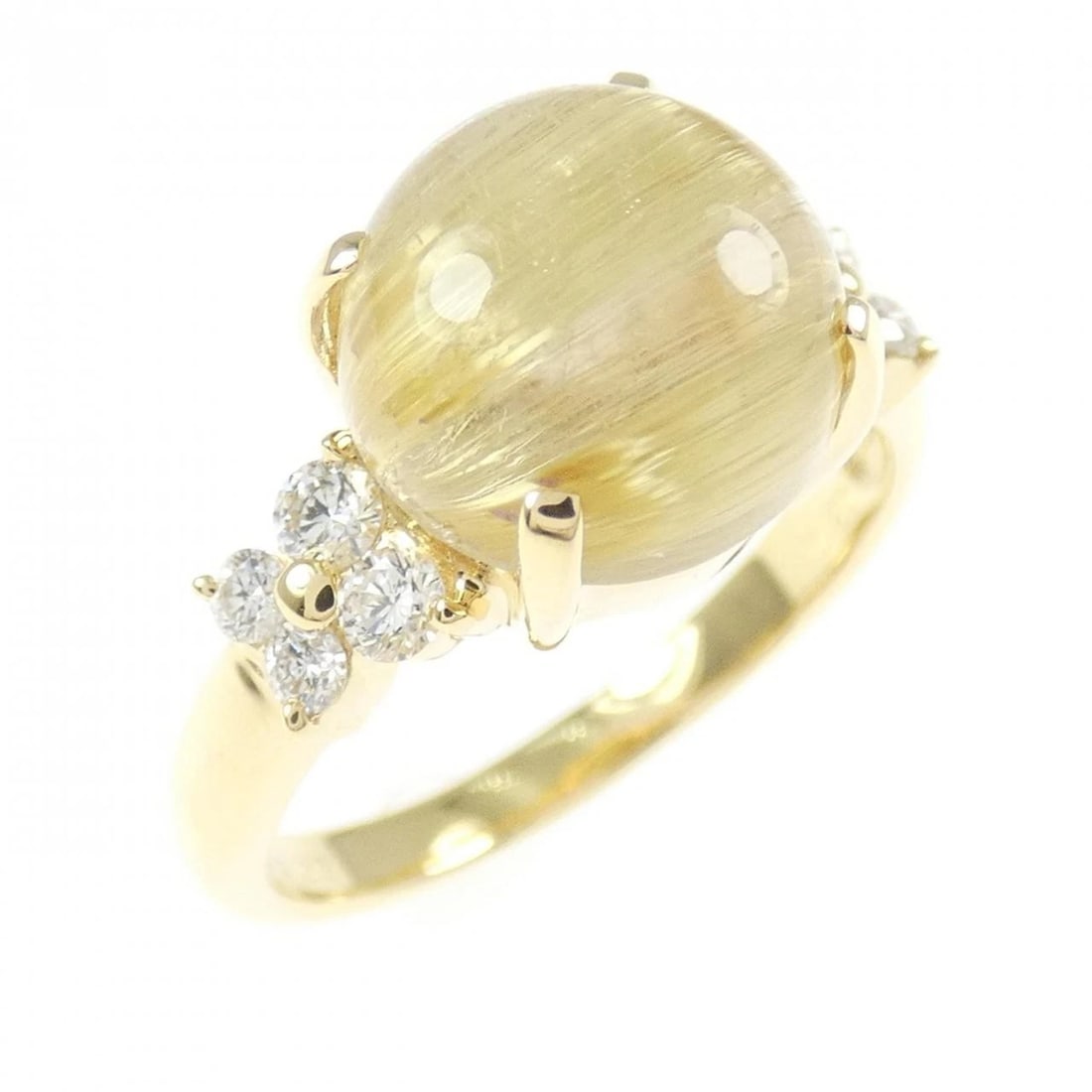 K18YG FLOWER RUTILE QUARTZ RING: K18YG Flower Rutile Quartz Ring Brand: Unbranded Type: Rutile Quartz Ring Material: K18 yellow gold, Main Stone/Creation Rutile QuartzSecondary Stone Natural Color: Yellow Gold Size: US5 3/4 