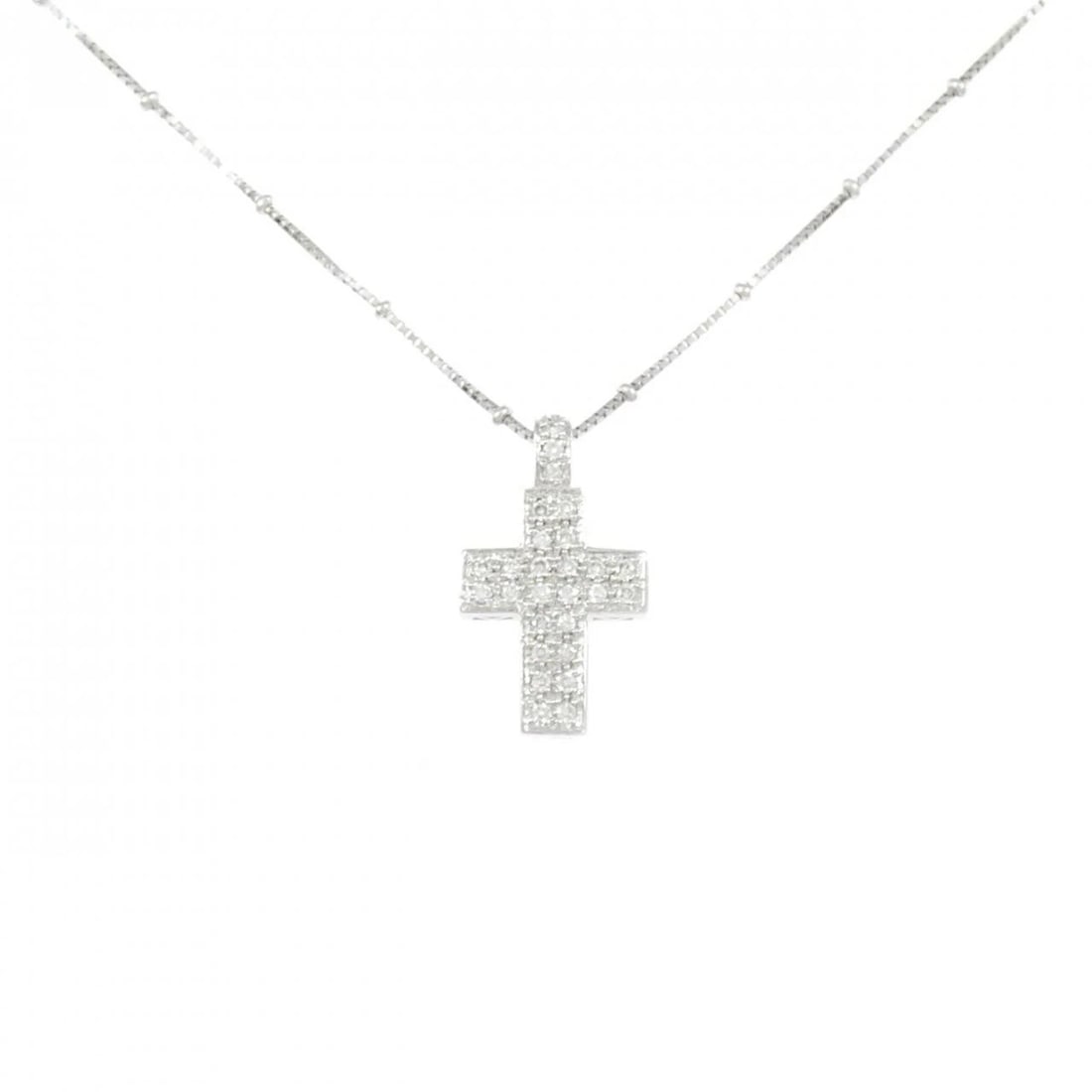 K18WG/750WG CROSS DIAMOND NECKLACE: K18WG/750WG Cross Diamond Necklace Brand: Unbranded Type: Diamond Necklace Material: 18K White Gold/750 White Gold, Main Stone/Creation Natural Color: White Gold Size: 40cmActual Size Pendant
