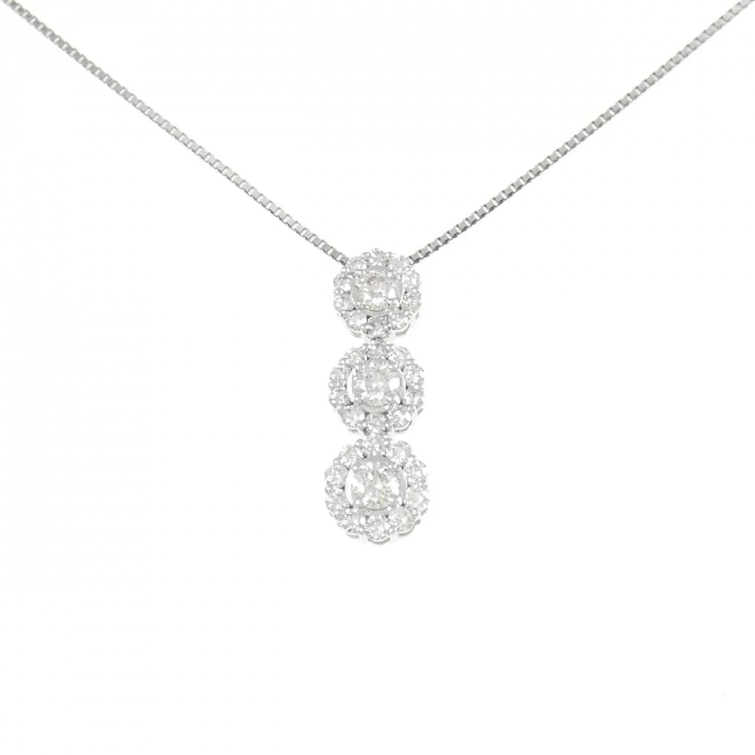 K18WG/PT DIAMOND NECKLACE: K18WG/PT Diamond Necklace Brand: Unbranded Type: Diamond Necklace Material: K18 White Gold/Platinum, Main Stone/Creation Natural Color: White Gold,Silver Size: 50cmActual Size Pendant length