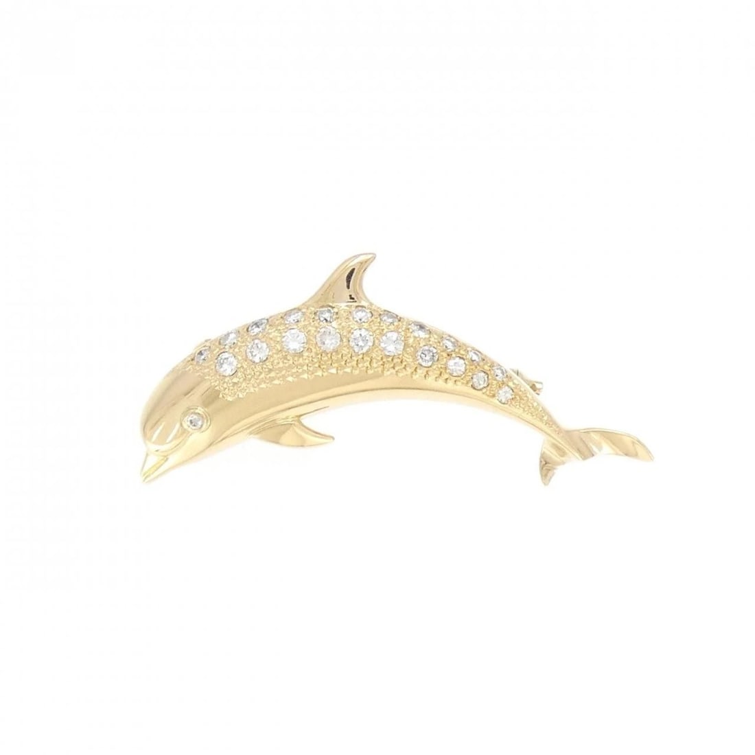 K18YG DOLPHIN DIAMOND BROOCH: K18YG Dolphin Diamond Brooch Brand: Unbranded Type: Diamond Pendant/Brooch Material: K18 yellow gold, Main Stone/Creation Natural Color: Yellow Gold Size: Actual Size Approx. length x width: