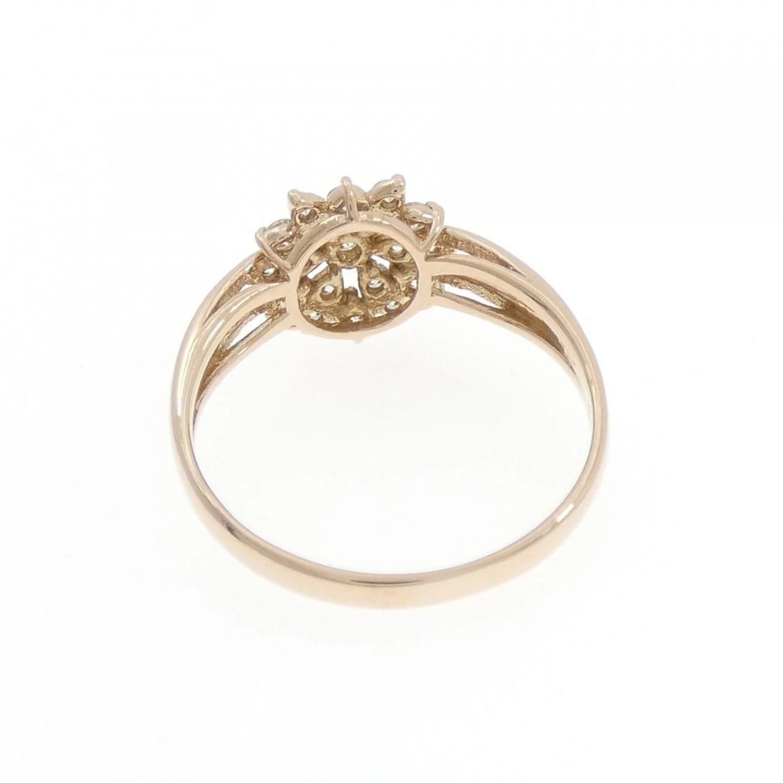 K18PG FLOWER DIAMOND RING: K18PG Flower Diamond Ring Brand: Unbranded Type: Diamond Ring Material: K18 Pink Gold, Main Stone/Creation Natural Color: Pink Gold Size: US6 Accessories: None Accessories Notice: When