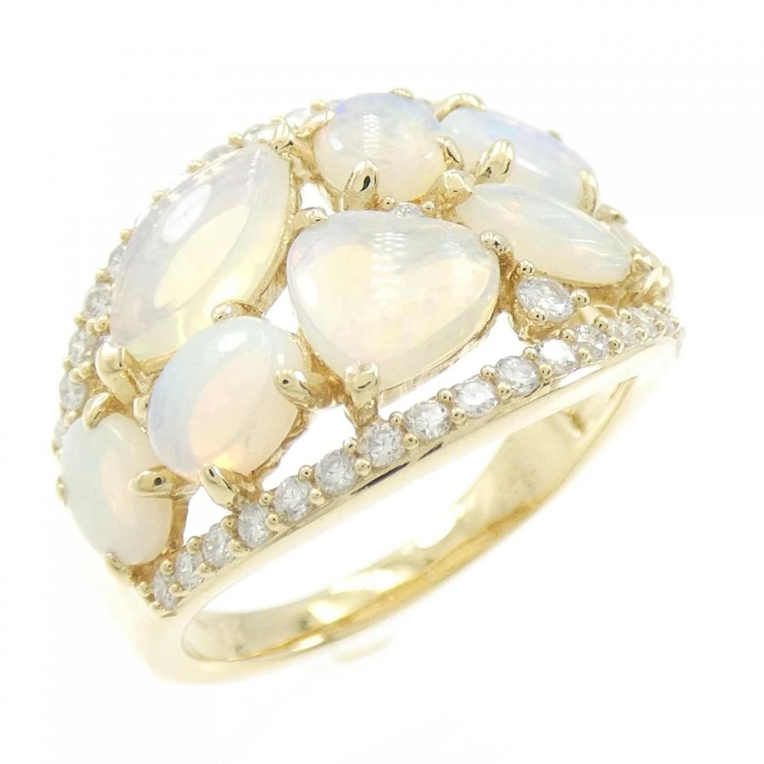 K18YG HEART OPAL RING: K18YG Heart Opal Ring Brand: Unbranded Type: Opal Ring Material: K18 yellow gold, Main Stone/Creation OpalSecondary Stone Natural Color: Yellow Gold Size: US6 3/4 Accessories: None Accesso