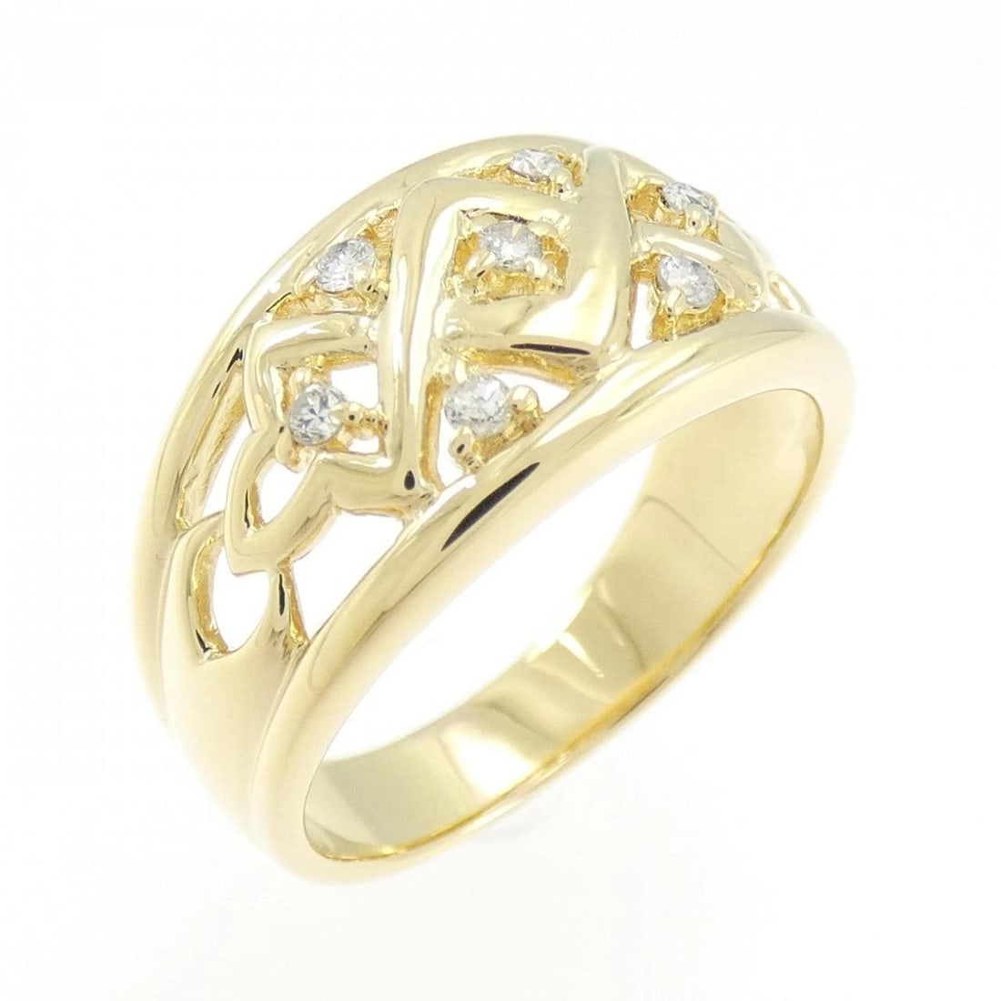 K18YG DIAMOND RING: K18YG Diamond Ring Brand: Unbranded Type: Diamond Ring Material: K18 yellow gold, Main Stone/Creation Natural Color: Yellow Gold Size: US6 1/2 Accessories: None Accessories Notice: When