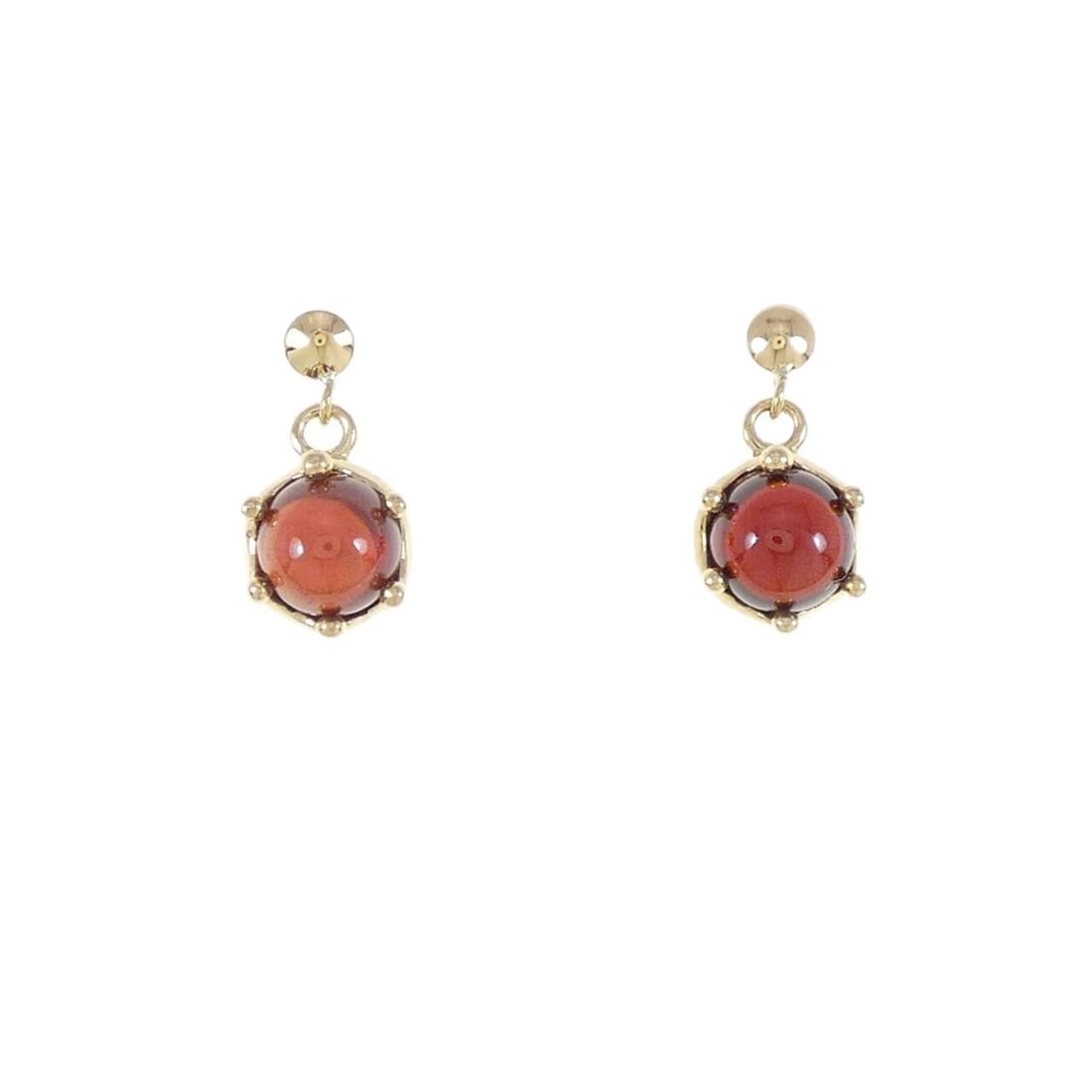 K18YG GARNET PIERCE: K18YG Garnet Pierce Brand: Unbranded Type: Garnet Pierce/Earring Material: K18 yellow gold, Main Stone/Creation Garnet Color: Yellow Gold Size: Approx. height x width: 14.3mm x 7.2mm 
