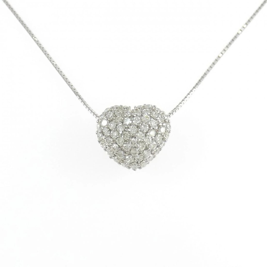 K18WG PAVE HEART DIAMOND NECKLACE: K18WG Pave Heart Diamond Necklace Brand: Unbranded Type: Diamond Necklace Material: K18 white gold, Main Stone/Creation Natural Color: white gold Size: Actual Size Pendant length approx. x