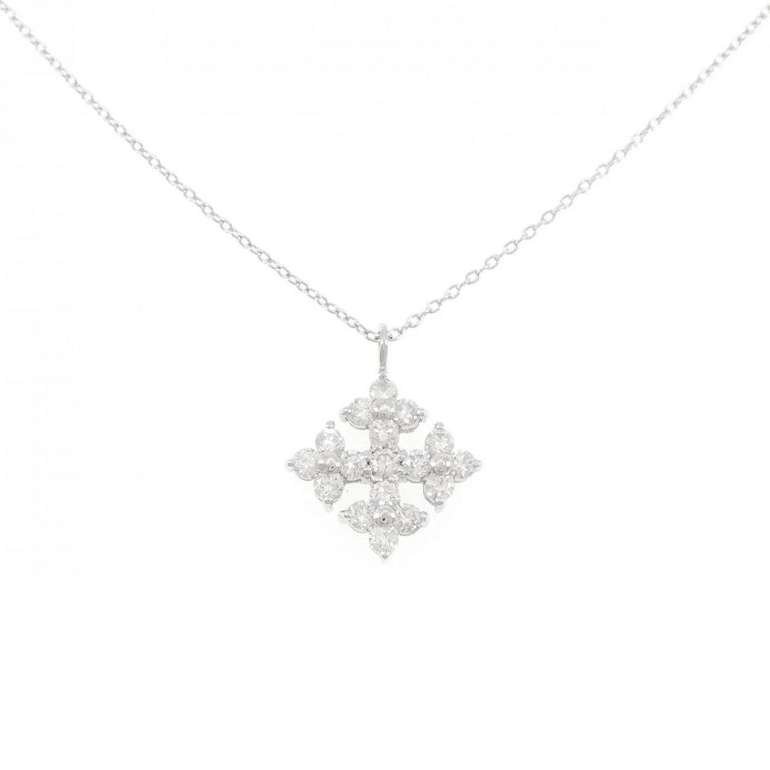 K18WG FLOWER DIAMOND NECKLACE: K18WG Flower Diamond Necklace Brand: Unbranded Type: Diamond Necklace Material: K18 white gold, Main Stone/Creation Natural Color: White Gold Size: Actual Size Pendant length approx. x width