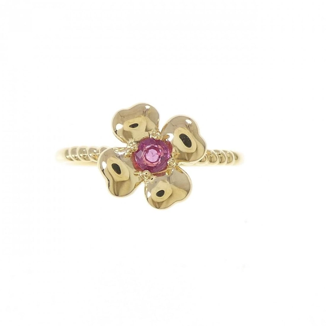 K18YG FLOWER RUBY RING - 2