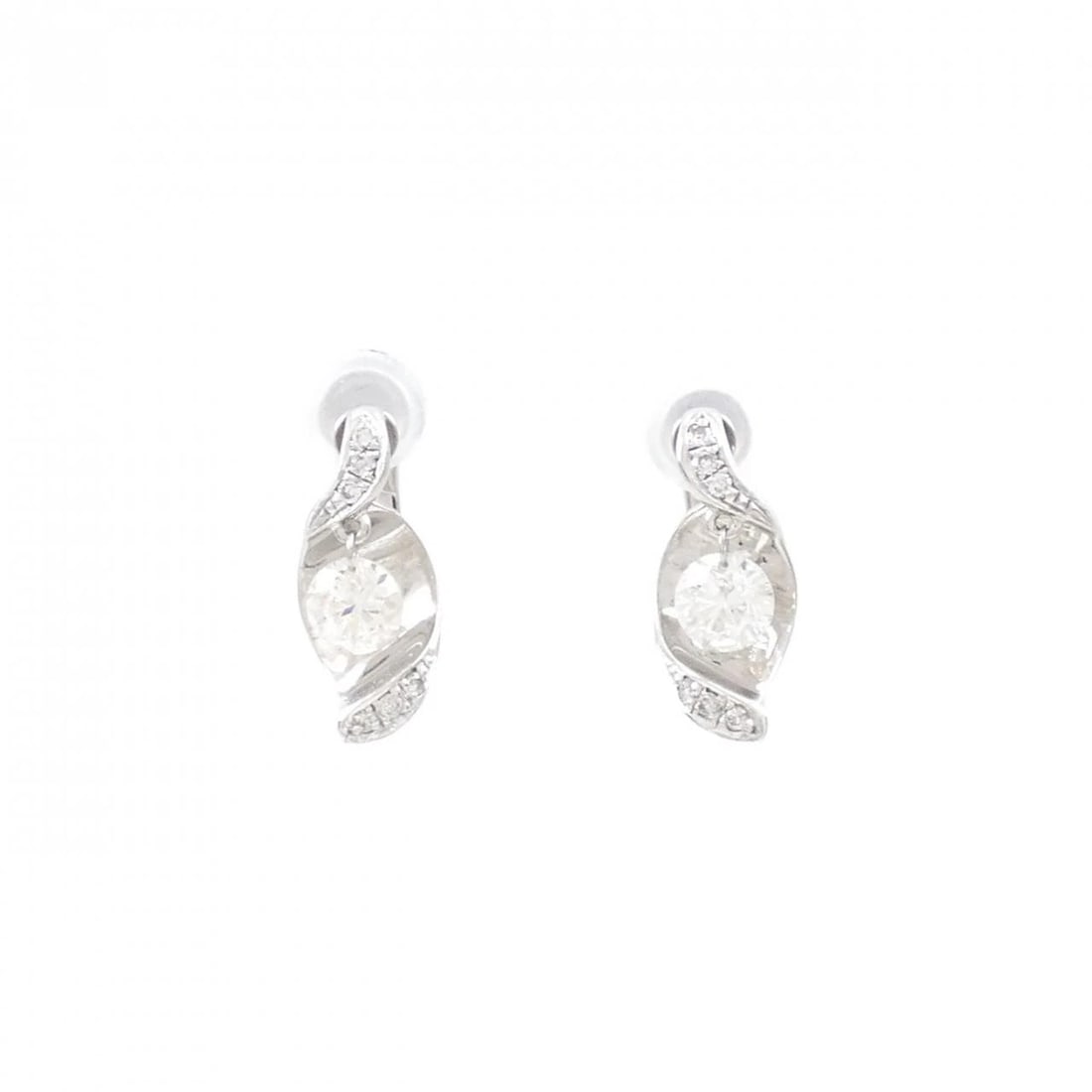 K18WG/K14WG DIAMOND EARRINGS: K18WG/K14WG Diamond Earrings Brand: Unbranded Type: Diamond Pierce/Earring Material: K18WhiteGold / K14WhiteGold, Main Stone/Creation Natural Color: White Gold Size: Approx. height x width:
