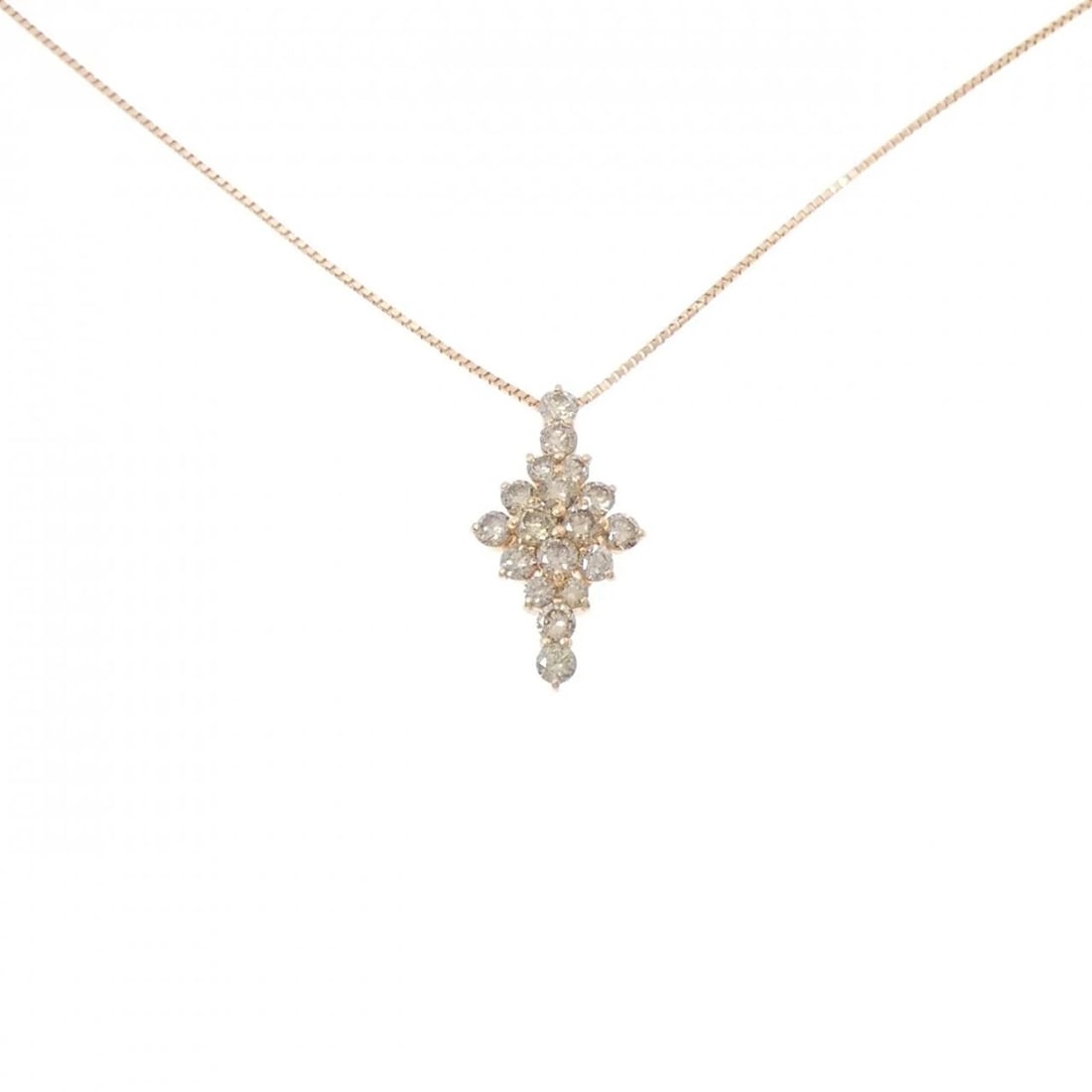 K18PG DIAMOND NECKLACE: K18PG Diamond Necklace Brand: Unbranded Type: Diamond Necklace Material: K18 Pink Gold, Main Stone/Creation Natural Color: Pink Gold Size: Actual Size Pendant length approx. x width approx.: