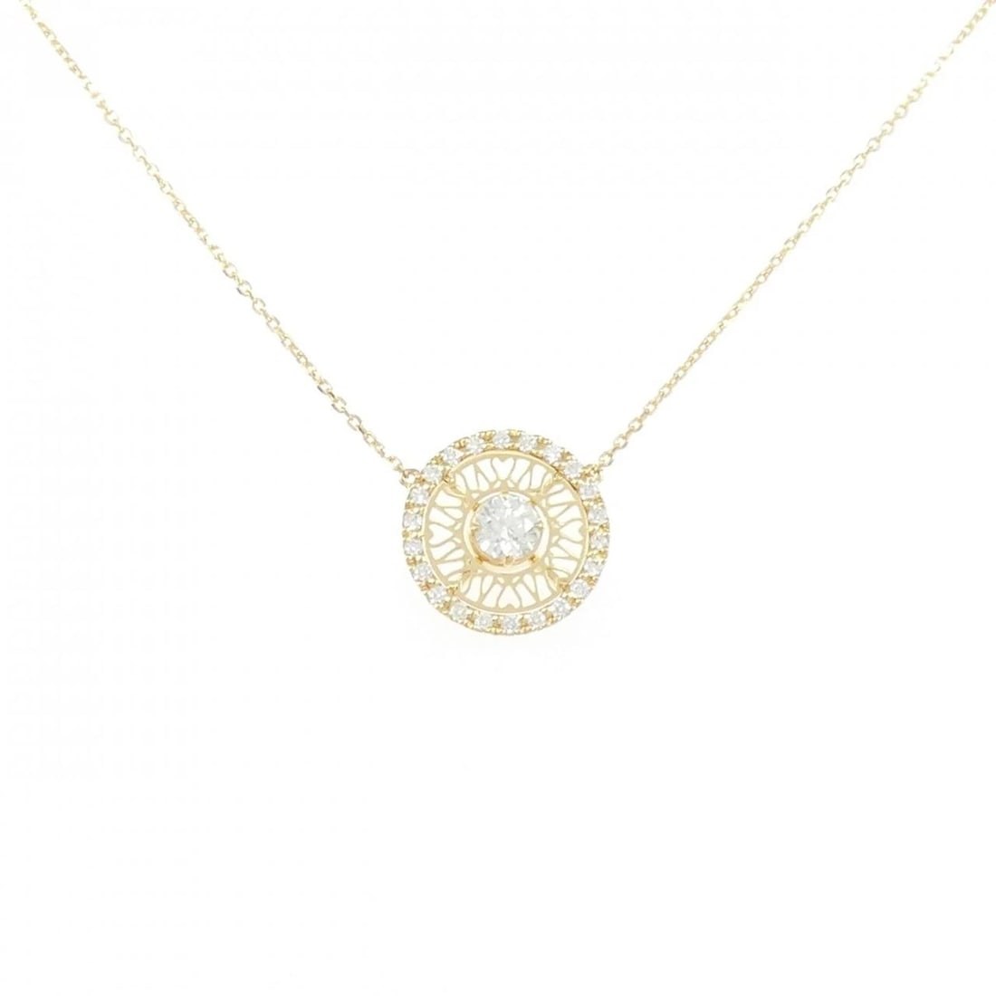 18K YELLOW GOLD DIAMOND NECKLACE: 18K Yellow Gold Diamond Necklace Brand: Unbranded Type: Diamond Necklace Material: K18 yellow gold, Main Stone/Creation Natural Color: Yellow Gold Size: Actual Size Diameteraround: 12.6mm