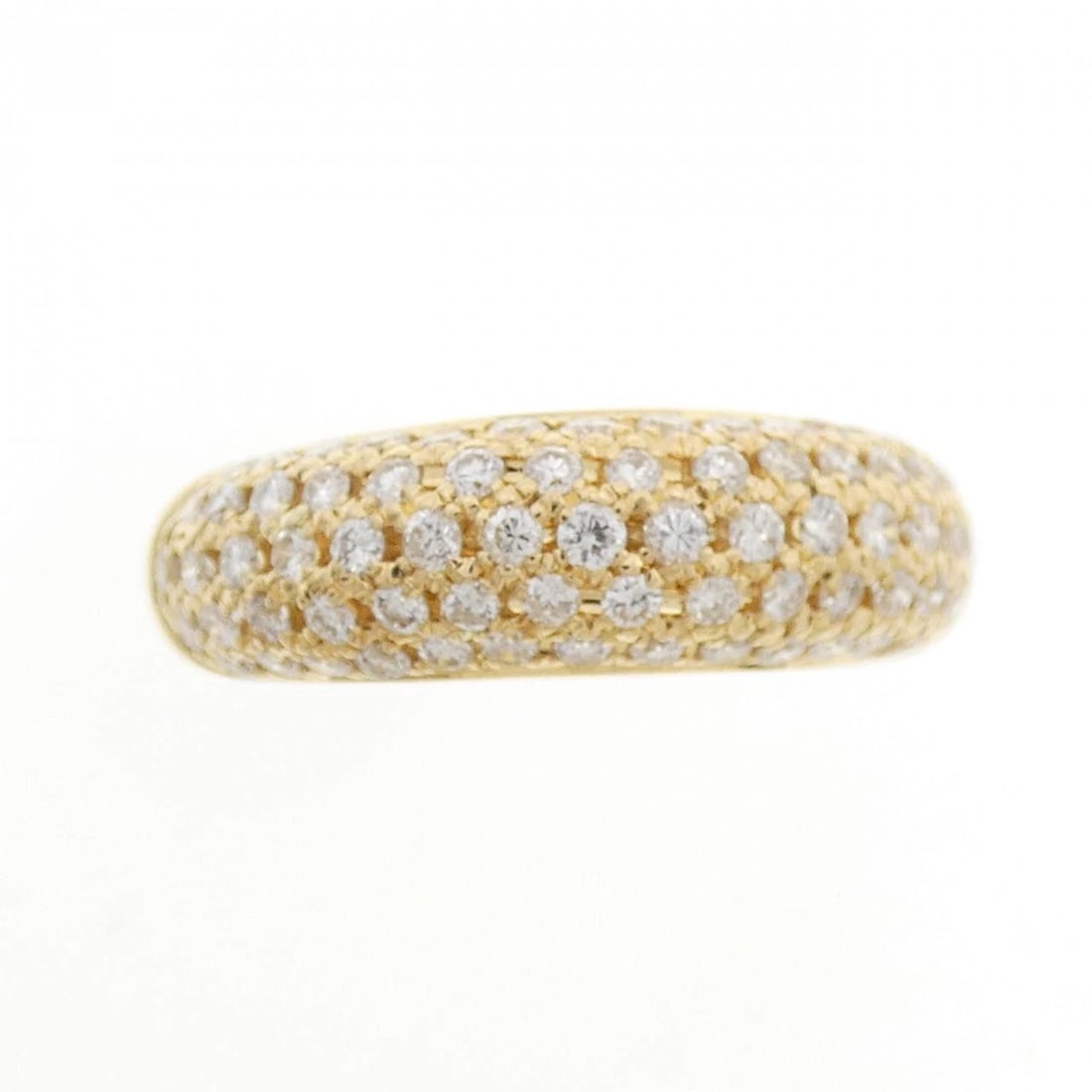 K18YG PAVE DIAMOND RING: K18YG Pave Diamond Ring Brand: Unbranded Type: Diamond Ring Material: K18 yellow gold, Main Stone/Creation Natural Color: Yellow Gold Size: US6 1/4 Accessories: None Accessories Notice: When