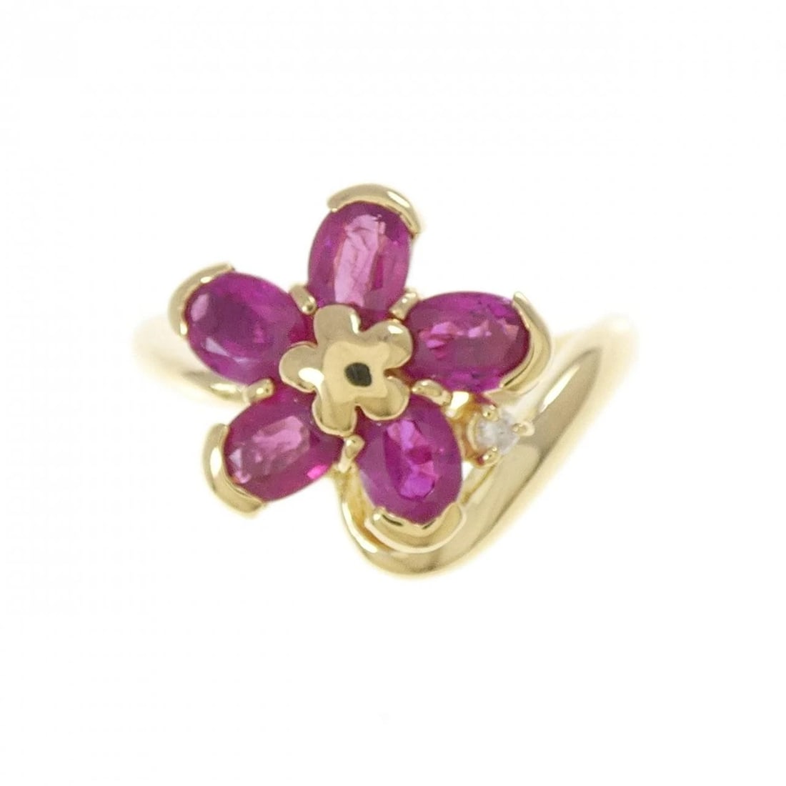 K18YG FLOWER RUBY RING - 2