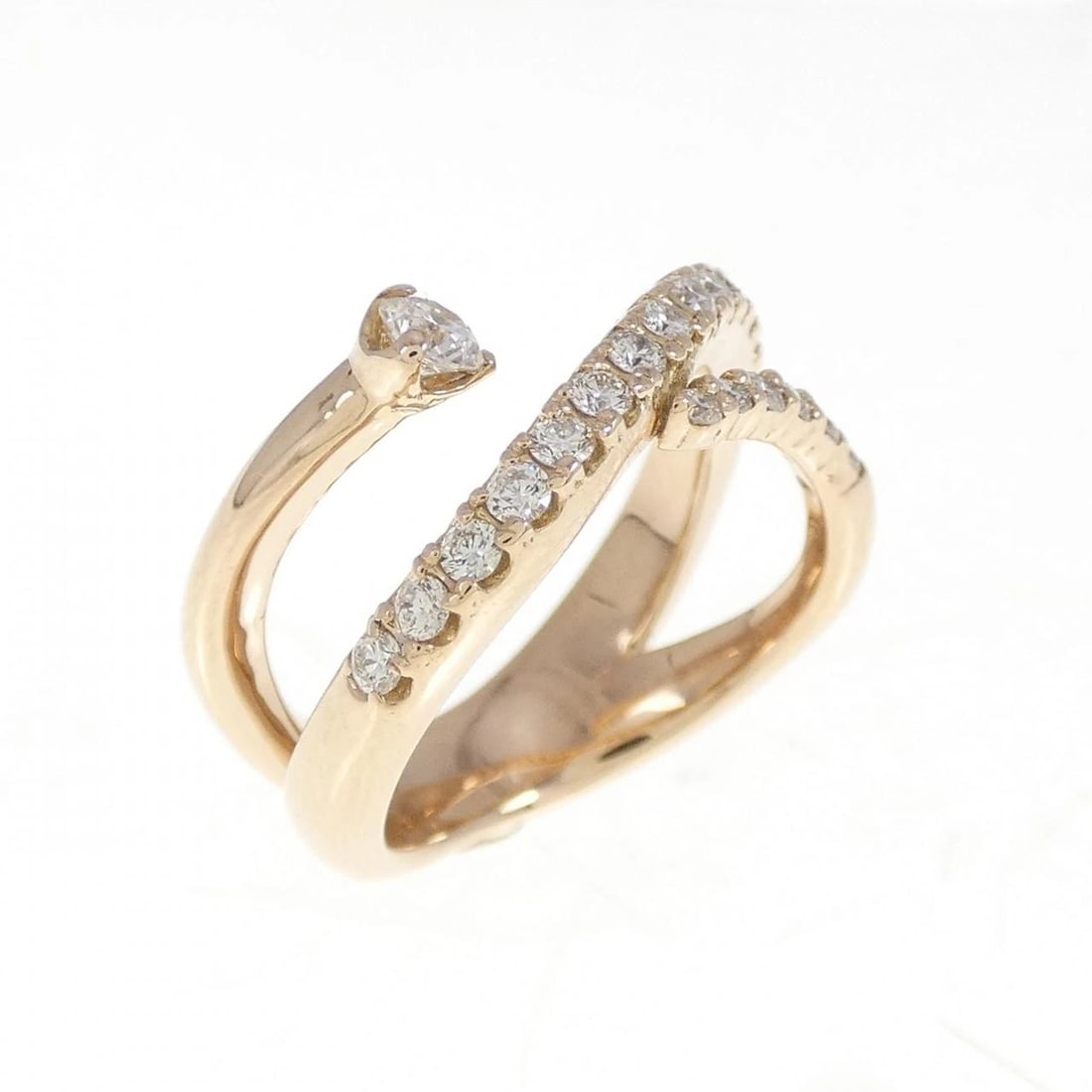 K18PG DIAMOND PINKY RING: K18PG Diamond Pinky Ring Brand: Unbranded Type: Diamond ring Material: K18 Pink Gold, Main Stone/Creation Natural Color: Pink Gold Size: US3 Accessories: None Accessories Notice: When purc