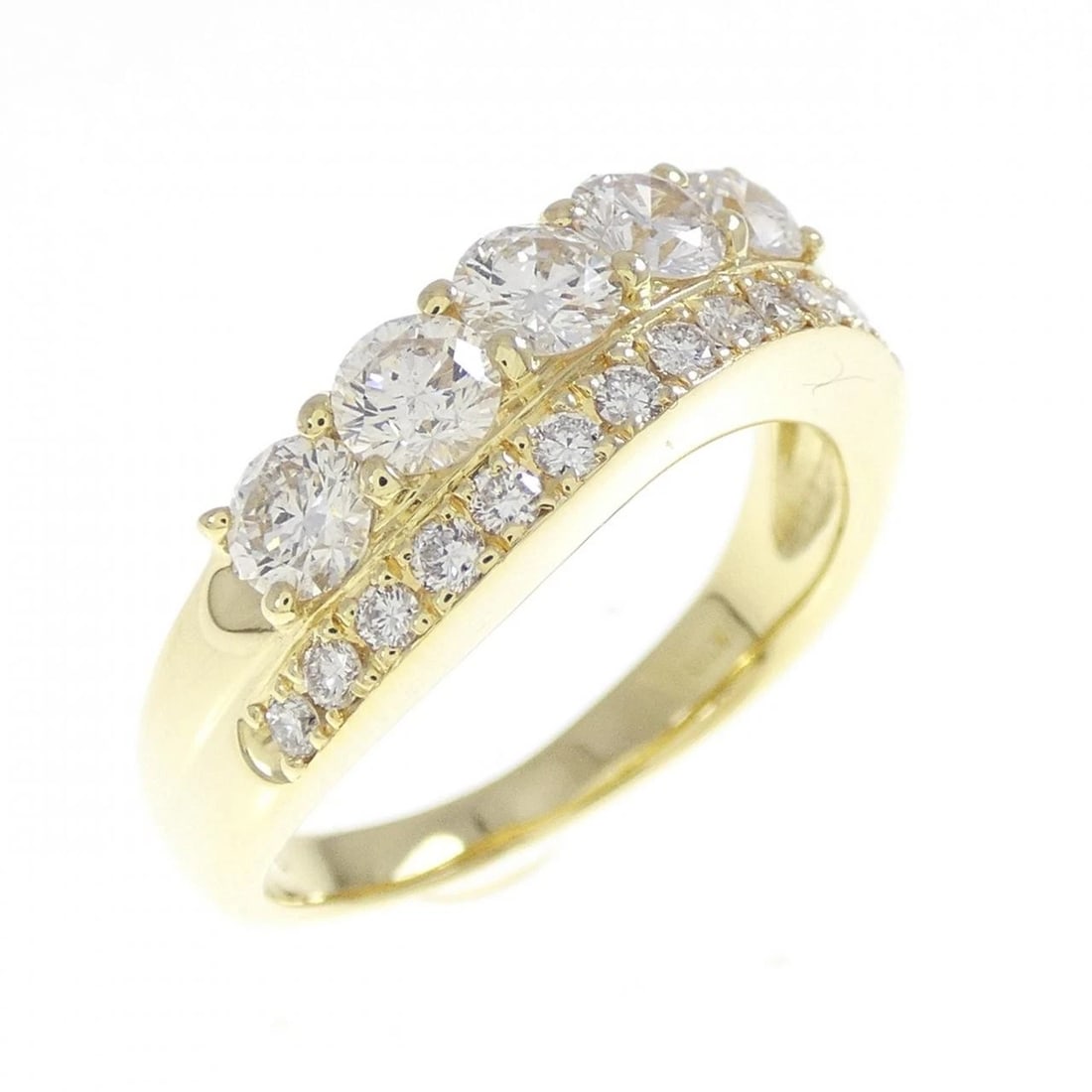 K18YG DIAMOND RING: K18YG Diamond Ring Brand: Unbranded Type: Diamond Ring Material: K18 yellow gold, Main Stone/Creation Natural Color: Yellow Gold Size: US6 1/2 Accessories: None Accessories Notice: When