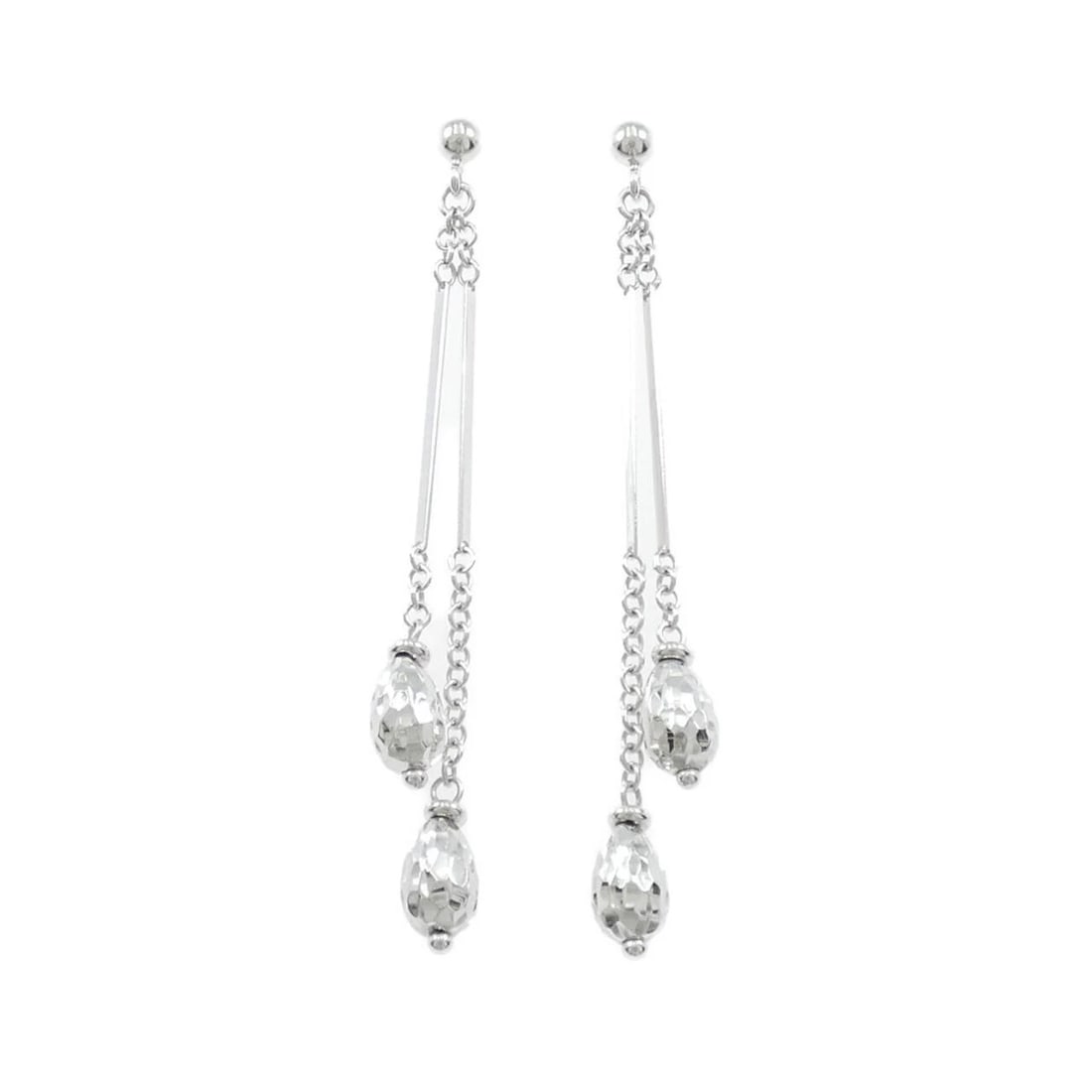 750WG/K18WG PIERCE: 750WG/K18WG Pierce Brand: Unbranded Type: Pierce/Earring Material: 750WG/K18WG, Color: White Gold Size: Approx. length x width: 72.5mm x 12.5mm Accessories: None Accessories Notice: When