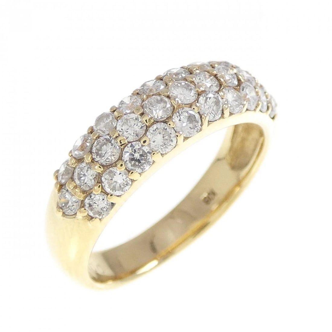 K18YG PAVE DIAMOND RING: K18YG Pave Diamond Ring Brand: Unbranded Type: Diamond Ring Material: K18 yellow gold, Main Stone/Creation Natural Color: Yellow Gold Size: US5 3/4 Accessories: None Accessories Notice: When