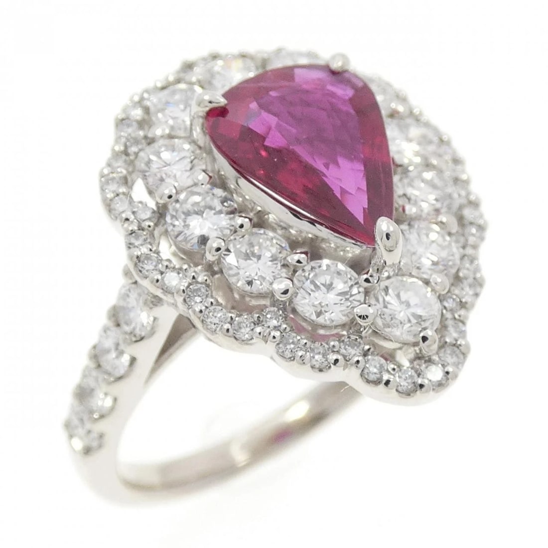 PT900 RUBY RING: PT900 Ruby Ring Brand: Unbranded Type: Ruby Ring Material: Platinum900, Main Stone/Creation RubySecondary Stone Natural Color: None Size: US6 Accessories: None Accessories Notice: When pur