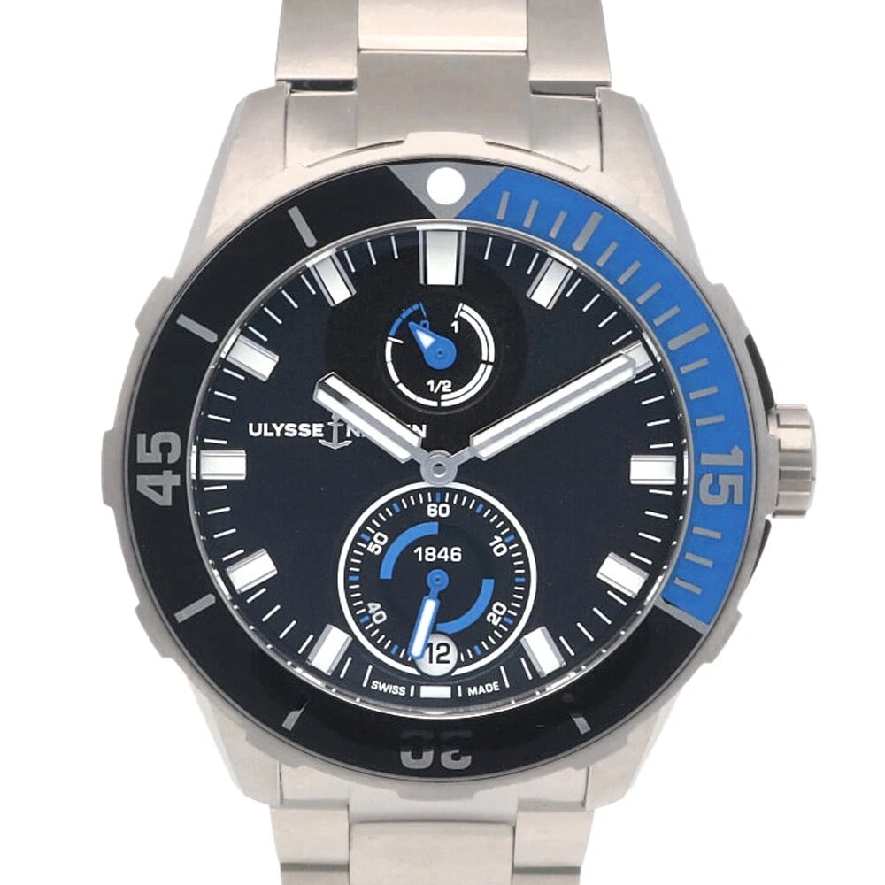 ULYSSE NARDIN CHRONOMETER WATCHES TITANIUM WATCH: Ulysse Nardin Chronometer Watches titanium Watch Brand: Ulysse Nardin Type: Wristwatch Material: titanium Color: black Size: Case Diameter:44.5mm Band Length:8.3inch / 21.0cm Accessories: None
