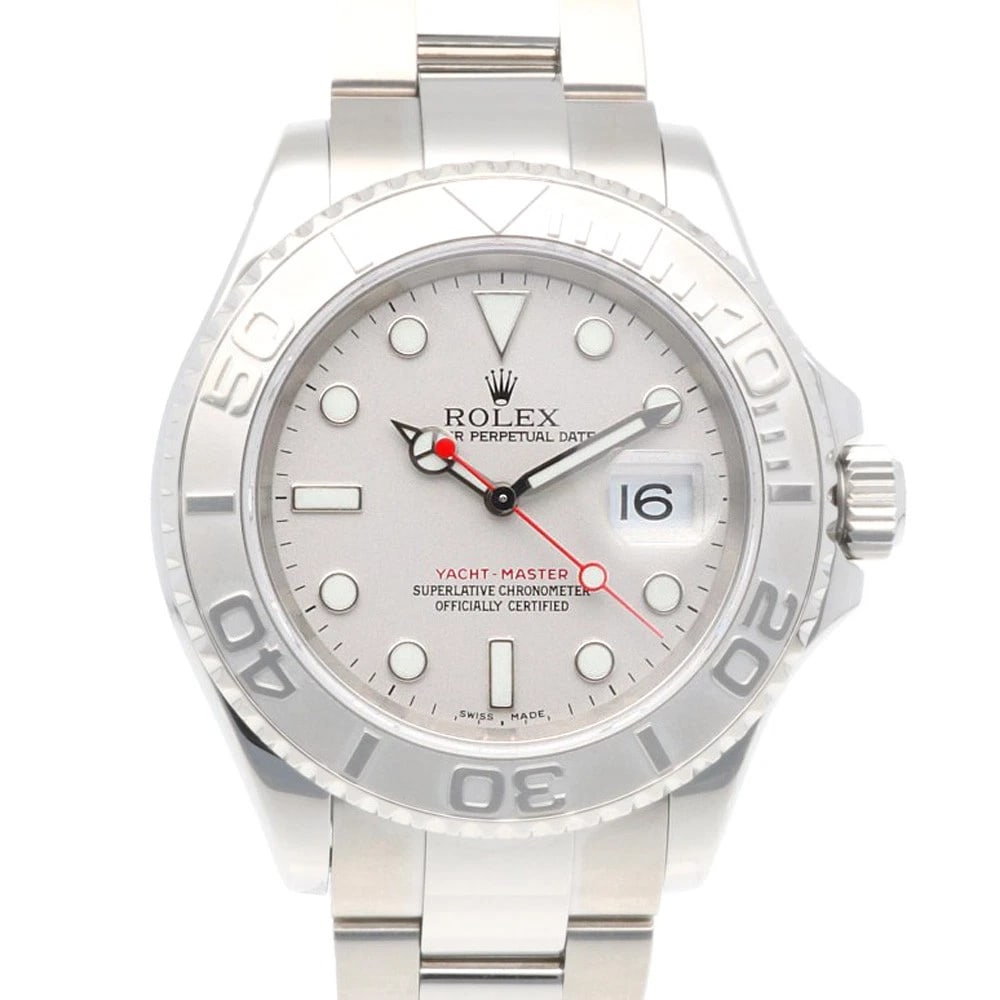 ROLEX YACHT MASTER WATCHES STAINLESS STEEL PLATINUM WATCH: ROLEX Yacht master Watches Stainless Steel Platinum Watch Brand: ROLEX Type: Wristwatch Material: Stainless Steel Color: Silver Size: Case Diameter:41.0mm Band Length:7.3inch / 18.5cm Accessories:
