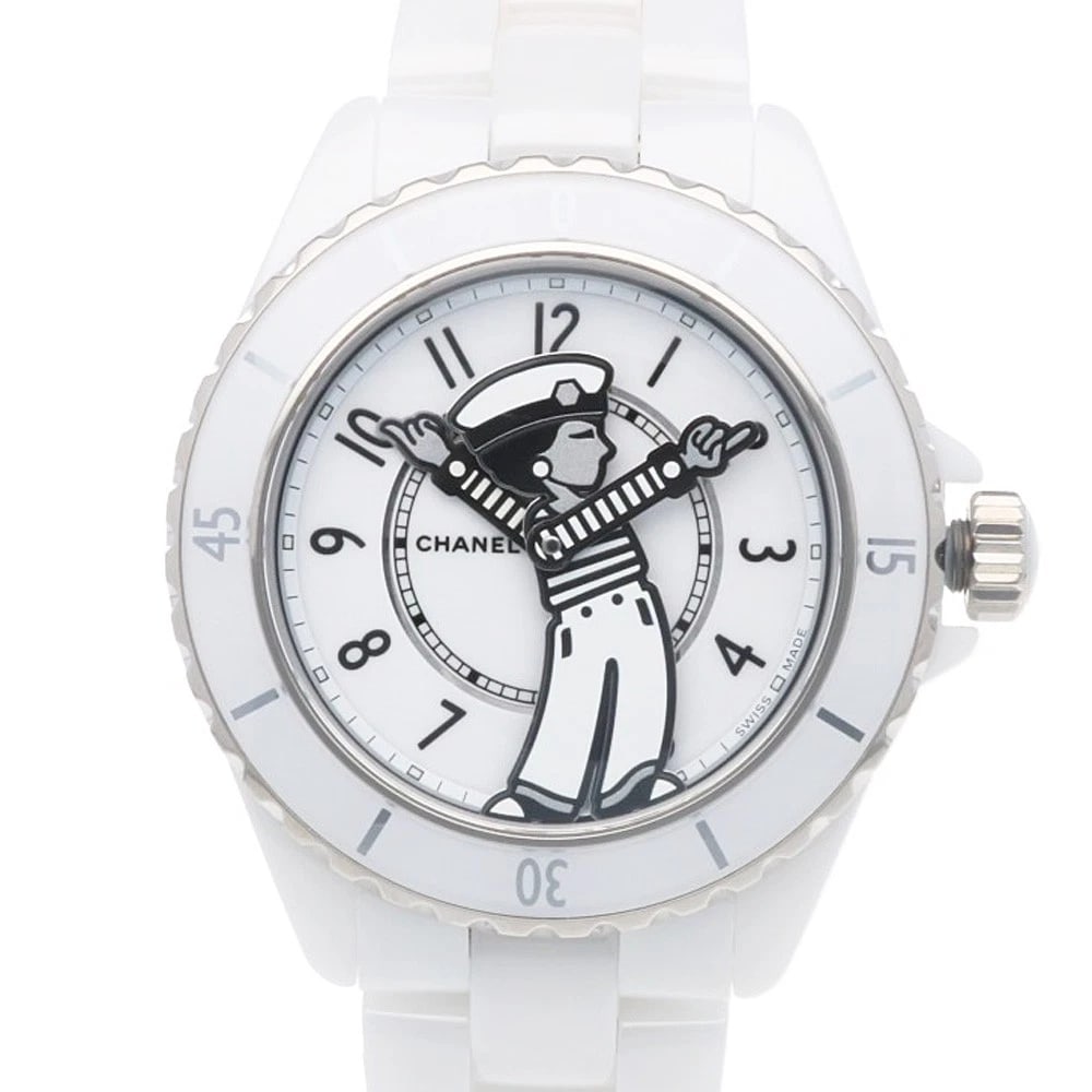CHANEL MADEMOISELLE J12 WATCHES WHITE CERAMIC WATCH: CHANEL Mademoiselle J12 Watches White ceramic Watch Brand: CHANEL Type: Wristwatch Material: White ceramic Color: Silver Size: Case Diameter:38.0mmBand Length:6.7inch / 17cm Accessories: None