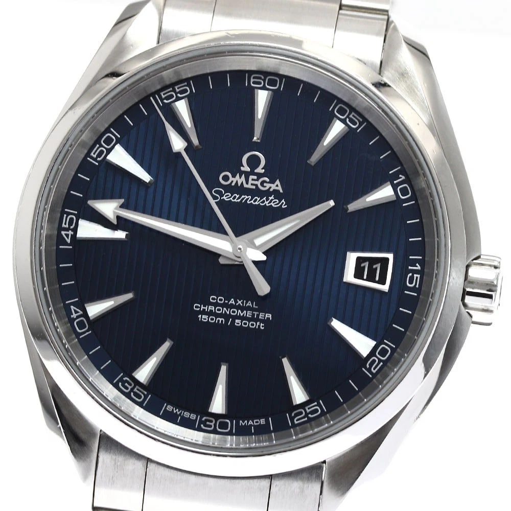 OMEGA SEAMASTER AQUA TERRA COAXIAL WATCH: OMEGA Seamaster Aqua Terra Coaxial Watch Brand: OMEGA Type: Wristwatch Material: Band Material Stainless Steel, Case Material Stainless Steel Color: Band Color Silver, Dial Color Navy, Case Color S