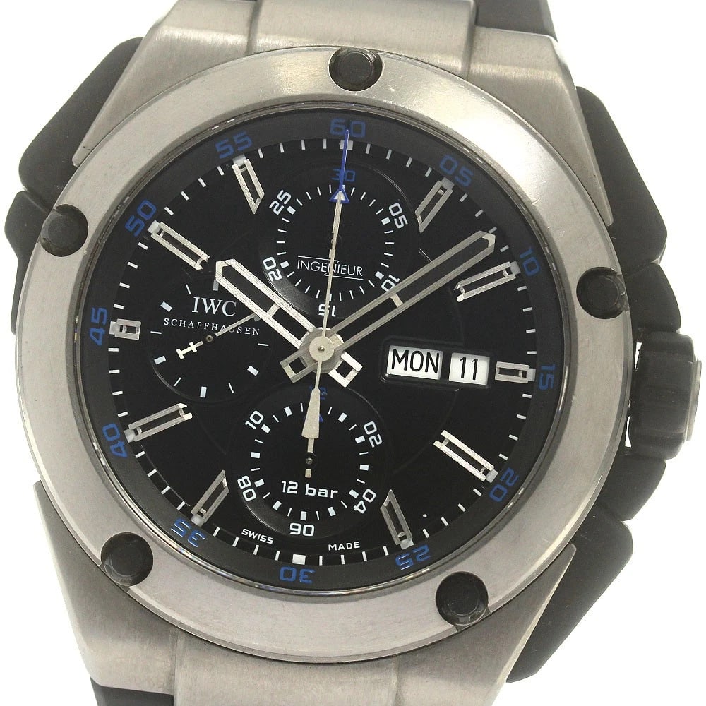IWC SCHAFFHAUSEN INGENIEUR CHRONOGRAPH WATCH: IWC SCHAFFHAUSEN Ingenieur Chronograph Watch Brand: IWC SCHAFFHAUSEN Type: Wristwatch Material: Band Material rubber, Case Material titanium Color: Band Color black, Dial Color black, Case